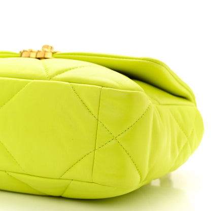 Chanel Shiny Lambskin Quilted Medium Chanel 19 Flap Neon Yellow 10 of 10