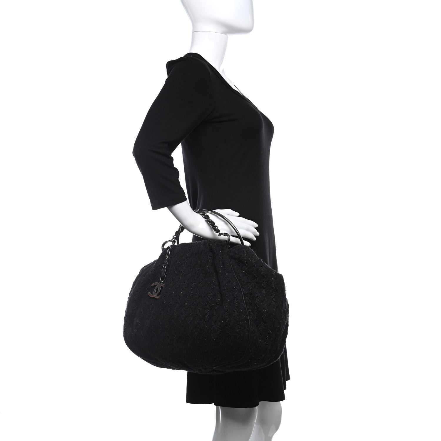 Chanel Tweed Boucle Knitting Bag Black 2 of 10