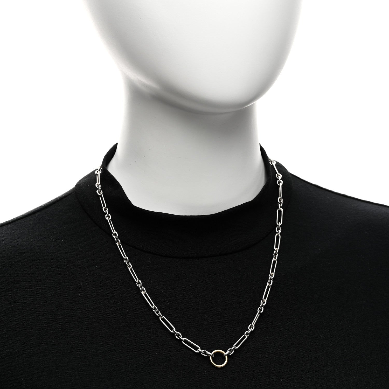 David Yurman Sterling Silver 18K Yellow Gold Lexington Chain Necklace 2 of 5