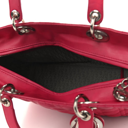 Christian Dior Lambskin Cannage Large Lady Dior Fuchsia 5 of 14