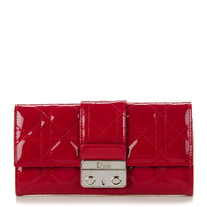 Christian Dior Patent Cannage Chain Wallet Red 1 of 7