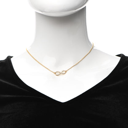 Tiffany 18K Yellow Gold Infinity Double Chain Pendant Necklace 2 of 6