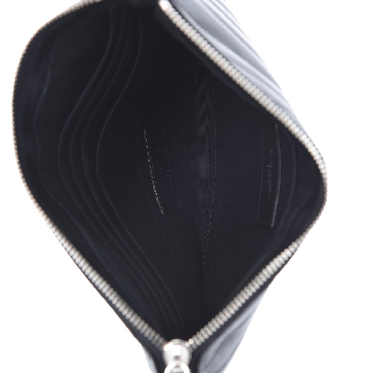 Calfskin Matelasse Chevron Monogram A5 Wristlet Black