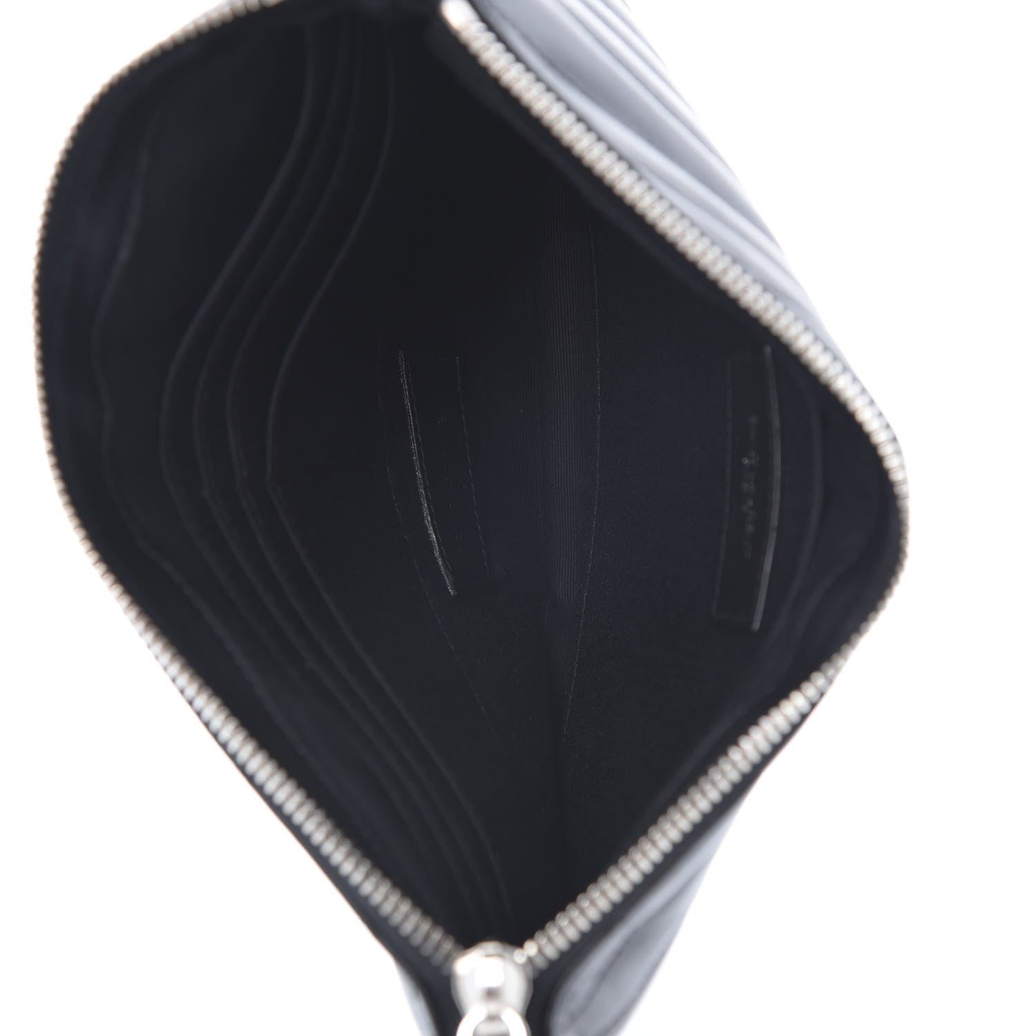 Saint Laurent Calfskin Matelasse Chevron Monogram A5 Wristlet Black 5 of 8