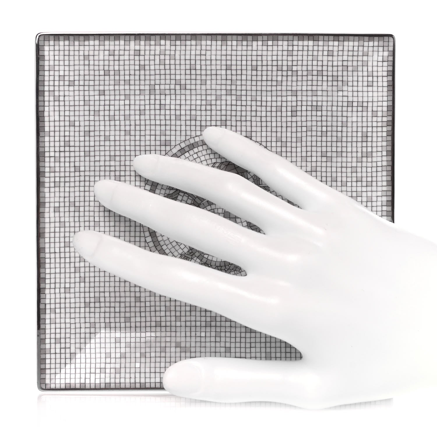 Hermes Porcelain Mosaique Au 24 Platinum Square Plate N°3 2 of 6