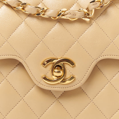 Chanel Lambskin Quilted Medium Double Flap Beige 6 of 9