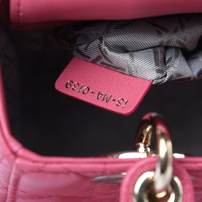 Christian Dior Lambskin Cannage Small Lady Dior Fraise 7 of 12