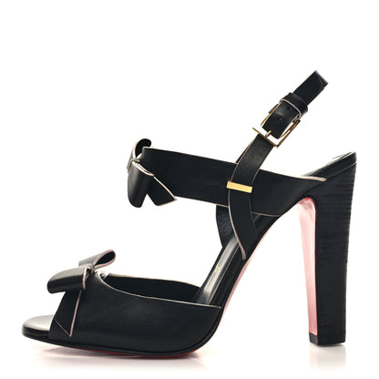Christian Louboutin Nappa Bow Open Toe Sandals 36.5 Black 1 of 7