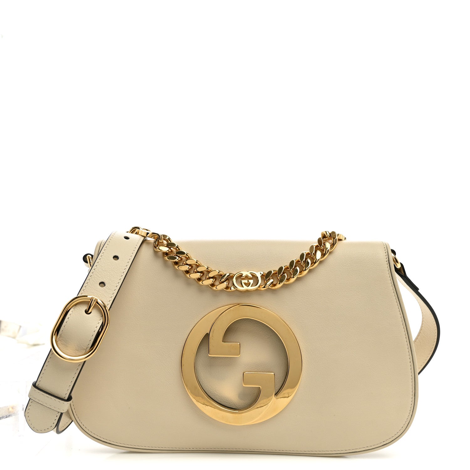 Gucci Roxy Calfskin Blondie Chain Shoulder Flap Bag Mystic White 1 of 11