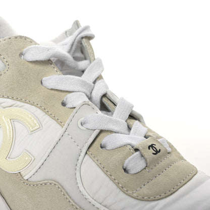 Chanel Suede Calfskin Fabric CC Sneakers 39.5 White 12 of 13