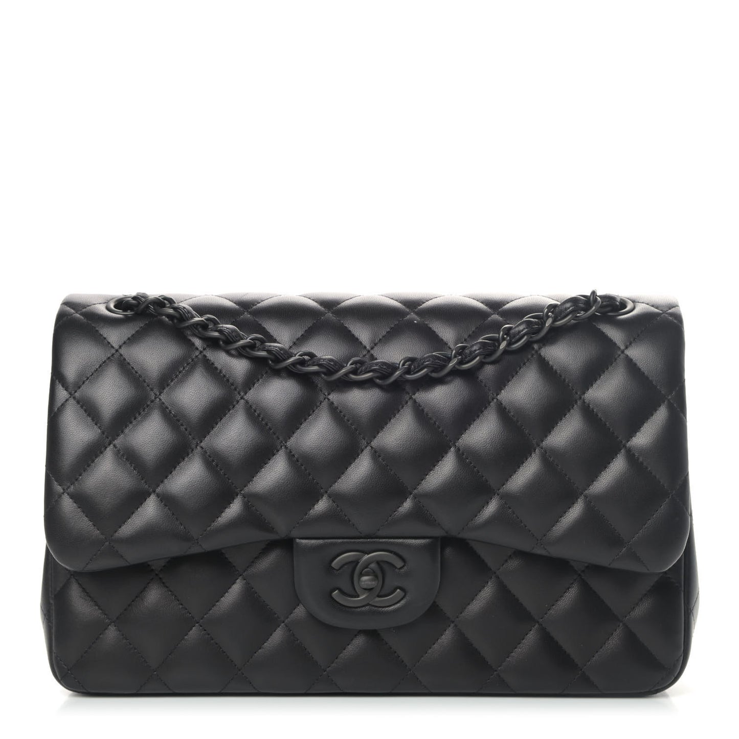Lambskin Quilted Jumbo Double Flap So Black