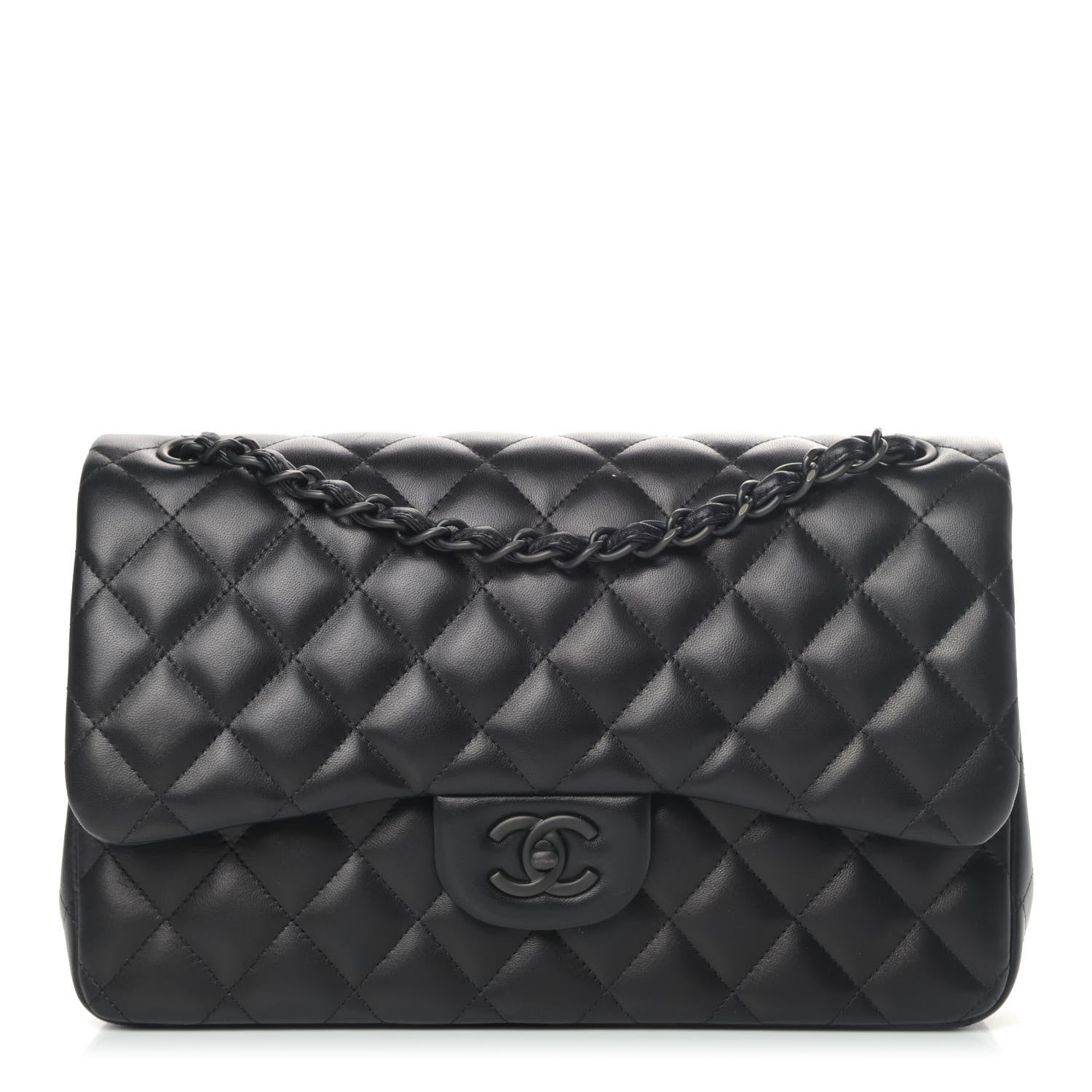Chanel Lambskin Quilted Jumbo Double Flap So Black 1 of 7