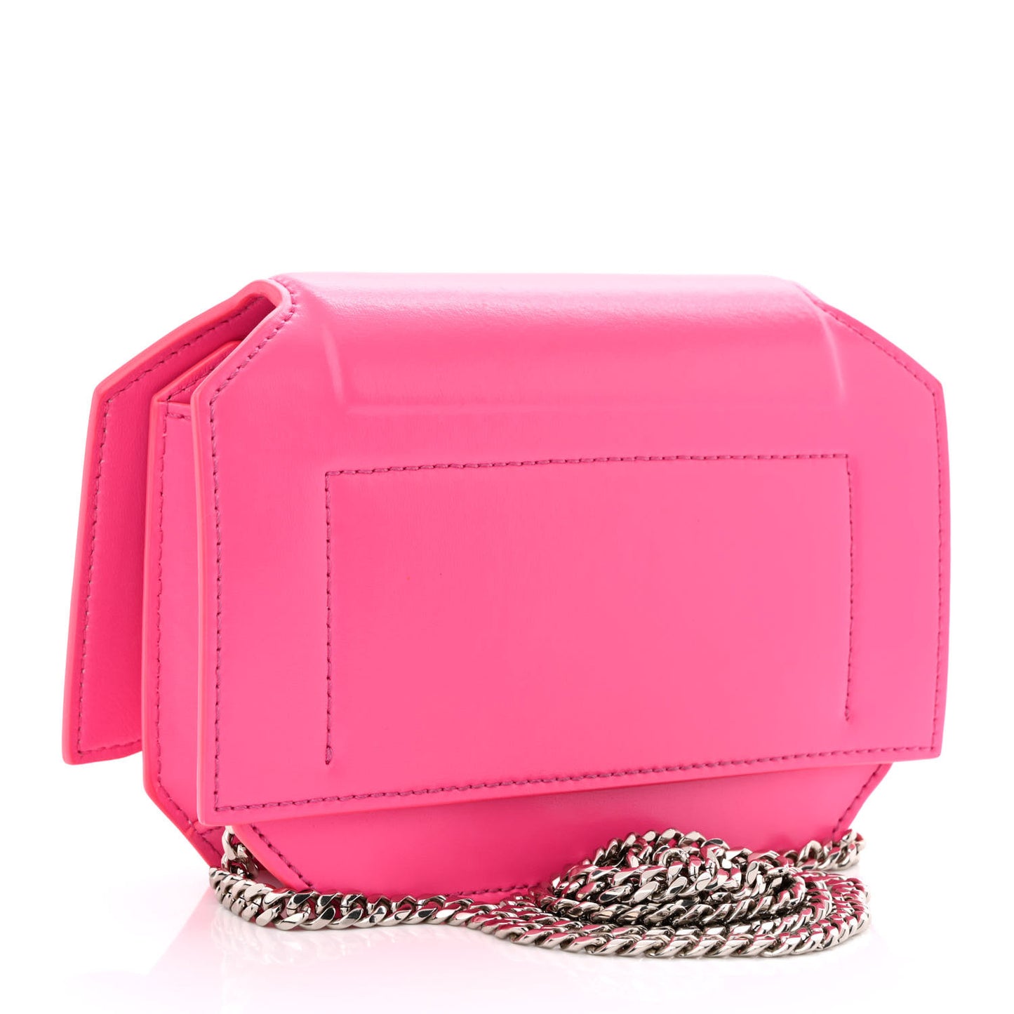 Calfskin Bow Cut Chain Wallet Fuchsia