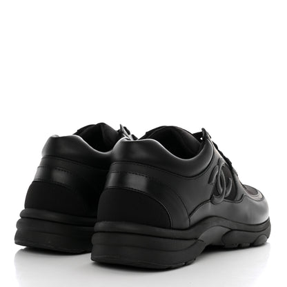Chanel Fabric Calfskin Suede CC Sneakers 40 Black 4 of 8