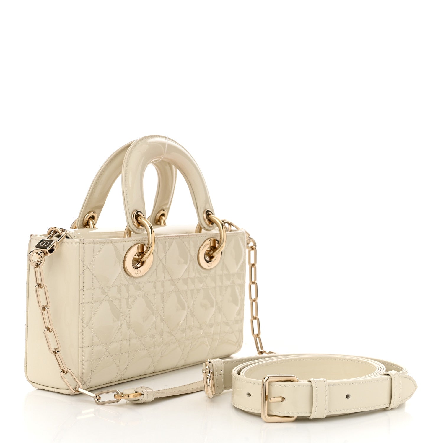 Christian Dior Patent Cannage Small Lady D-Joy White 3 of 12