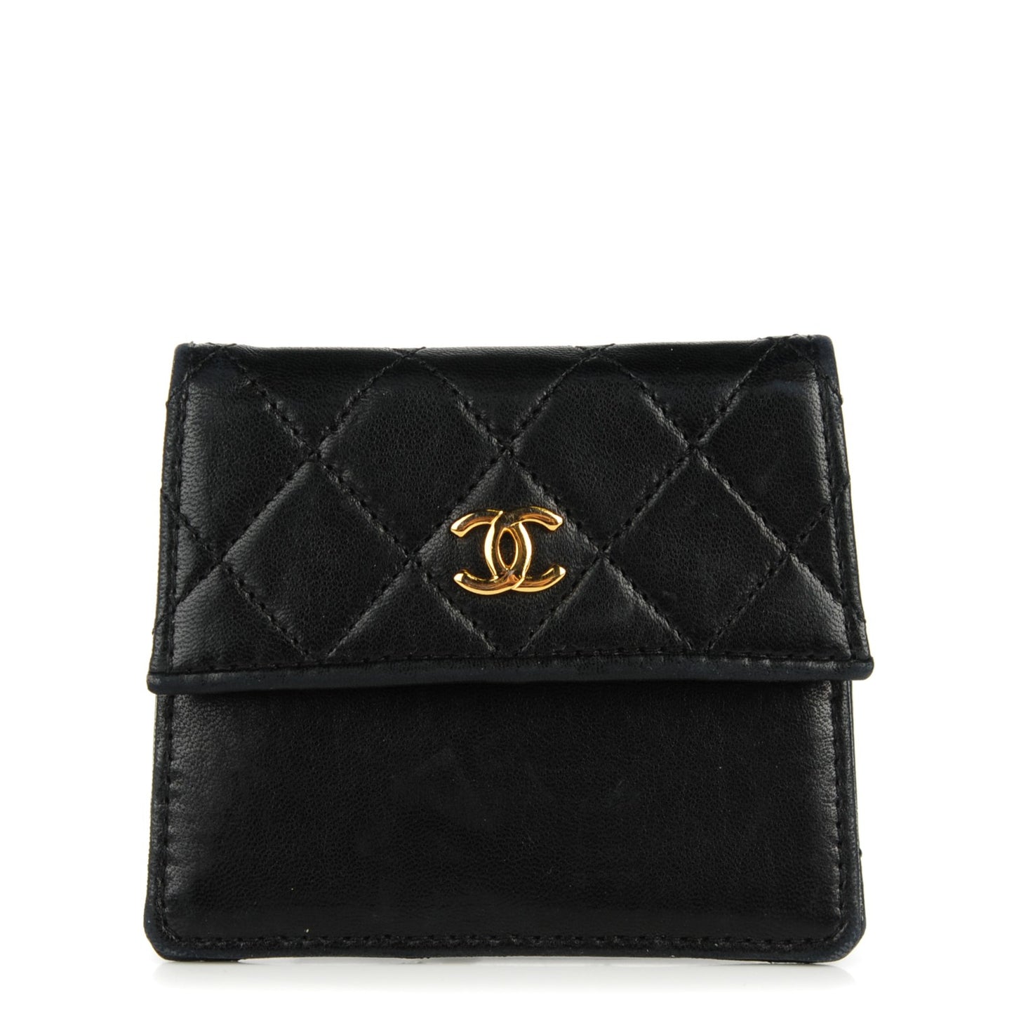Lambskin Quilted Coin Purse Black