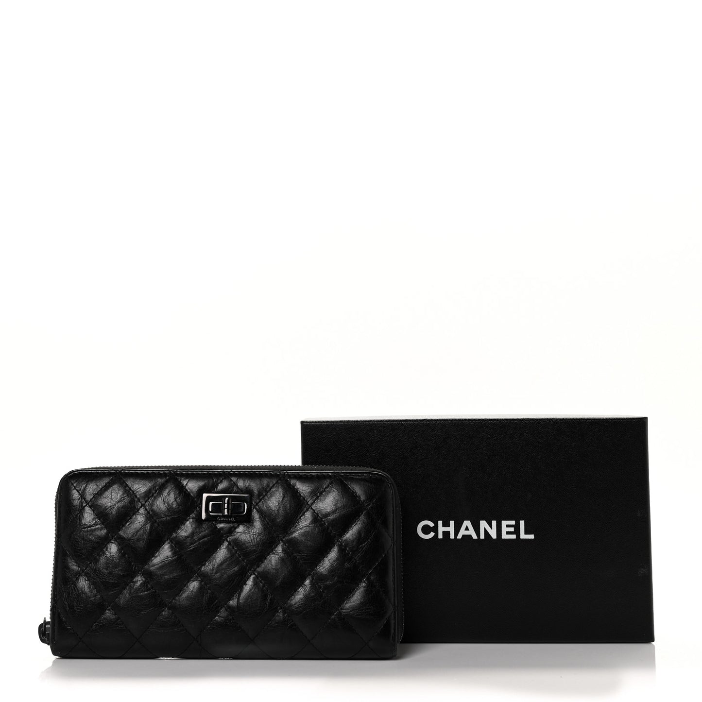Aged Calfskin Quilted Reissue Large Gusset Zip Around Wallet So Black