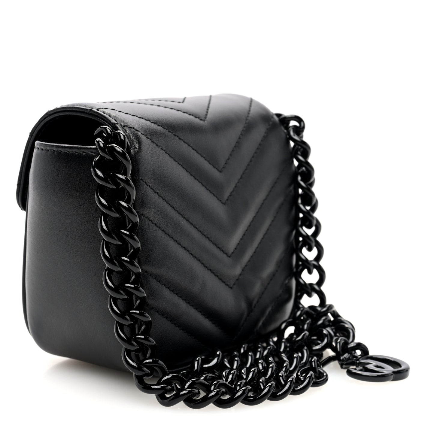 Calfskin Matelasse Monochrome GG Marmont Chain Mini Belt Bag Black