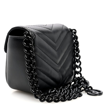 Gucci Calfskin Matelasse Monochrome GG Marmont Chain Mini Belt Bag Black 3 of 9