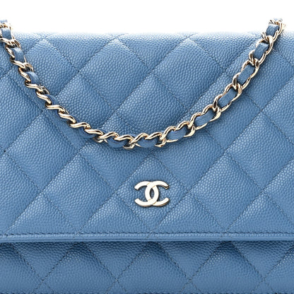 Chanel Caviar Quilted Wallet On Chain WOC Blue 9 of 12