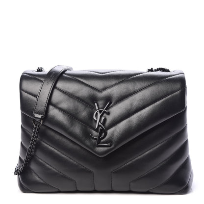 Saint Laurent Calfskin Y Quilted Monogram Small Loulou Chain Satchel Black 1 of 11