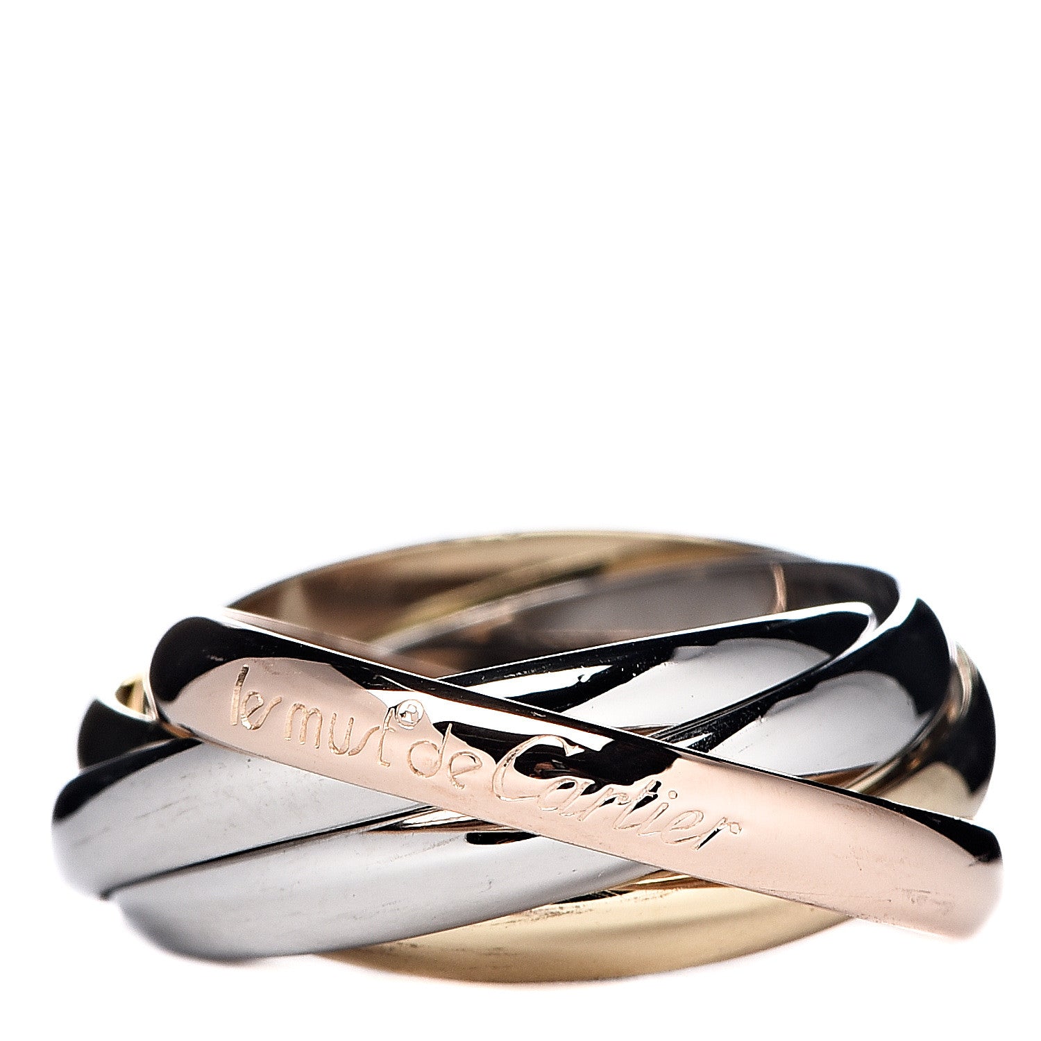 Cartier 18K Pink Yellow White Gold Les Must De Trinity Five Band Ring 53 6.25 1 of 5