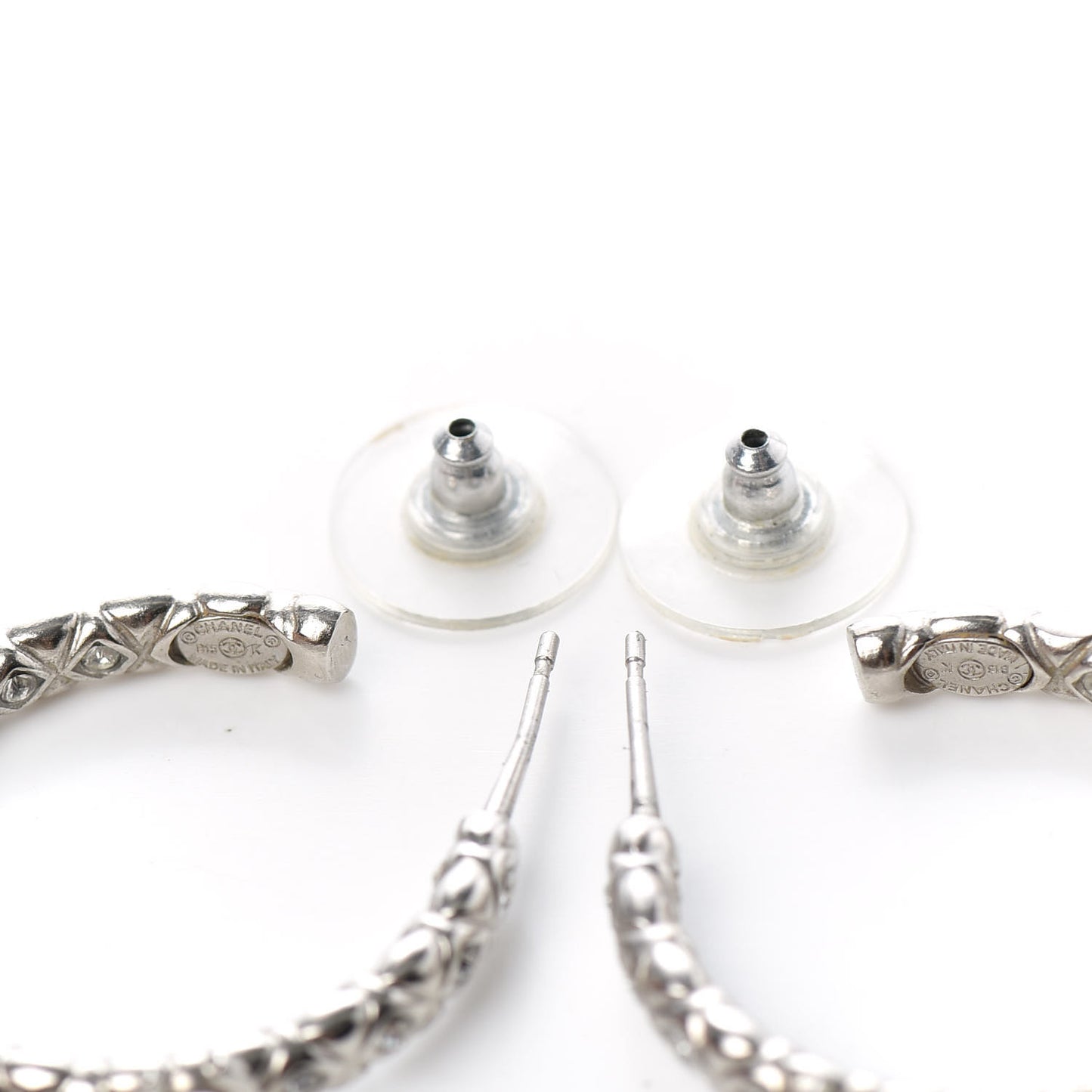 Crystal CC Hoop Earrings Silver