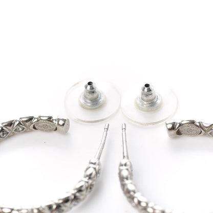 Chanel Crystal CC Hoop Earrings Silver 3 of 4
