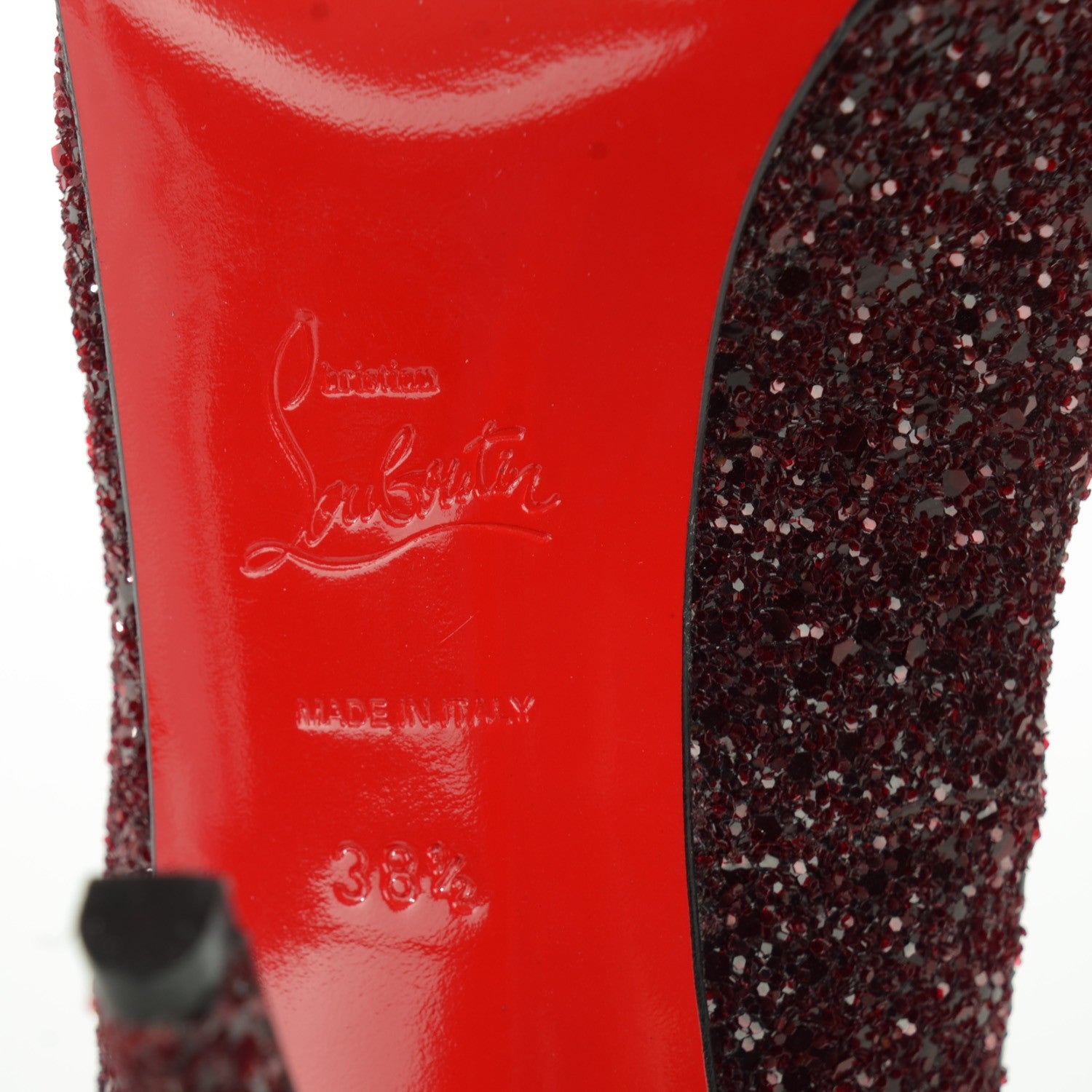 Christian Louboutin Glitter Very Prive 120 Pumps 38.5 Oxblood 6 of 7