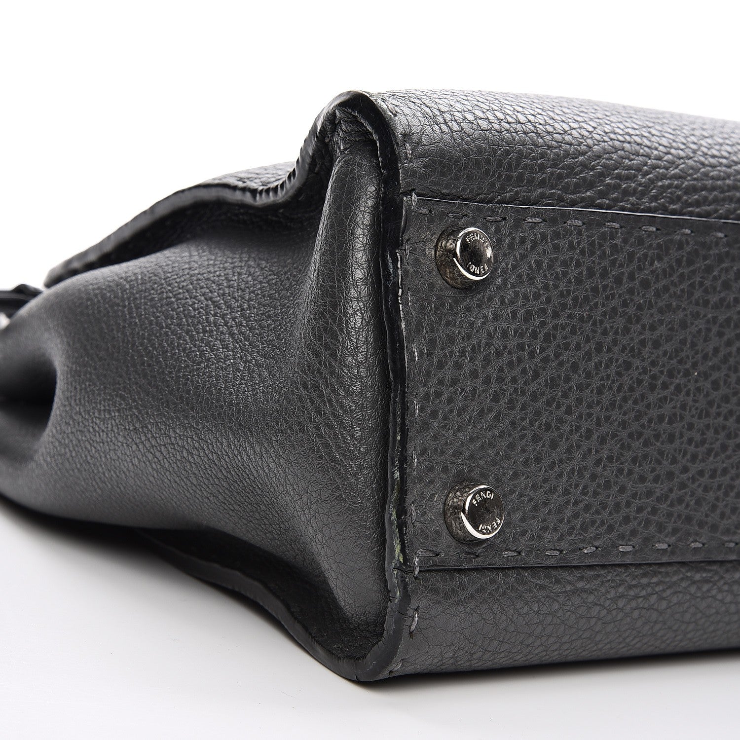 Fendi Cuoio Romano Selleria Bi-Color Large Peekaboo Iconic Satchel Asfalto Latte 12 of 13