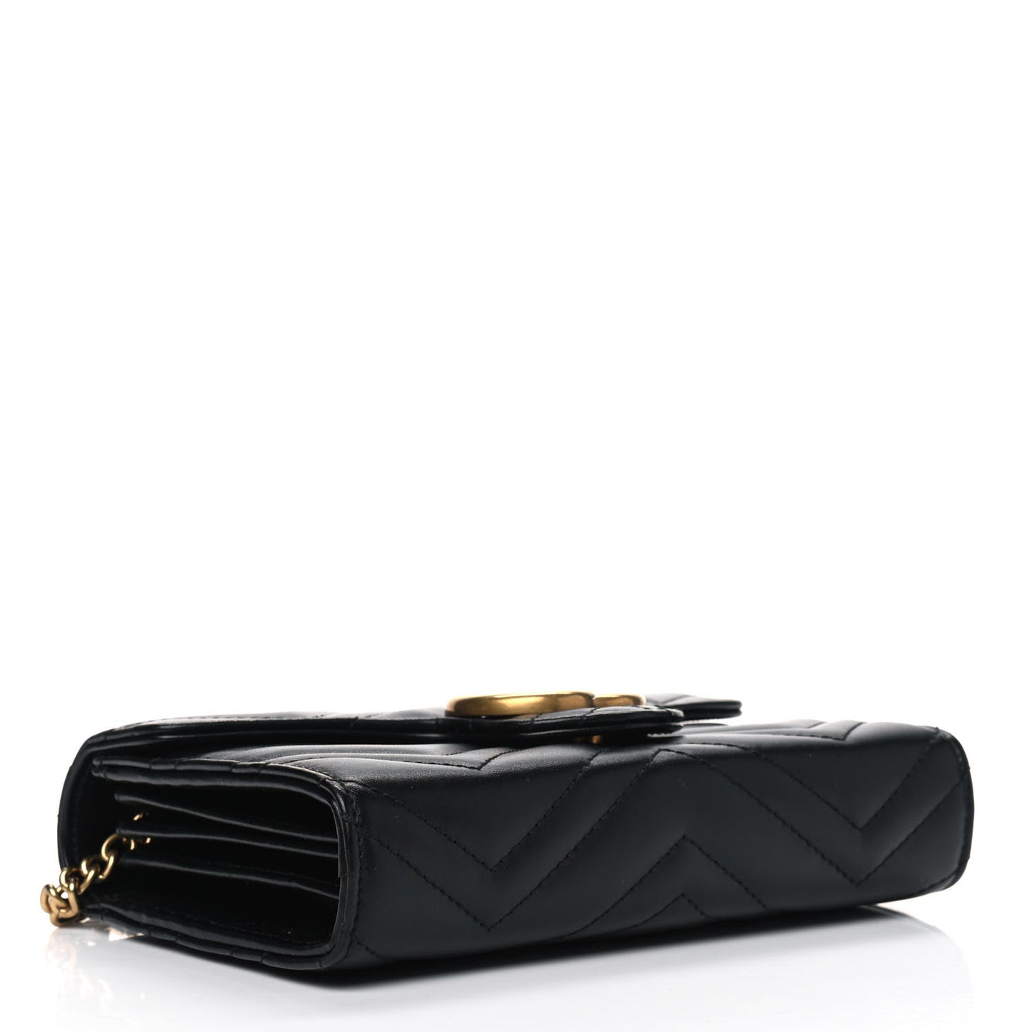 Calfskin Matelasse GG Marmont Chain Wallet Black