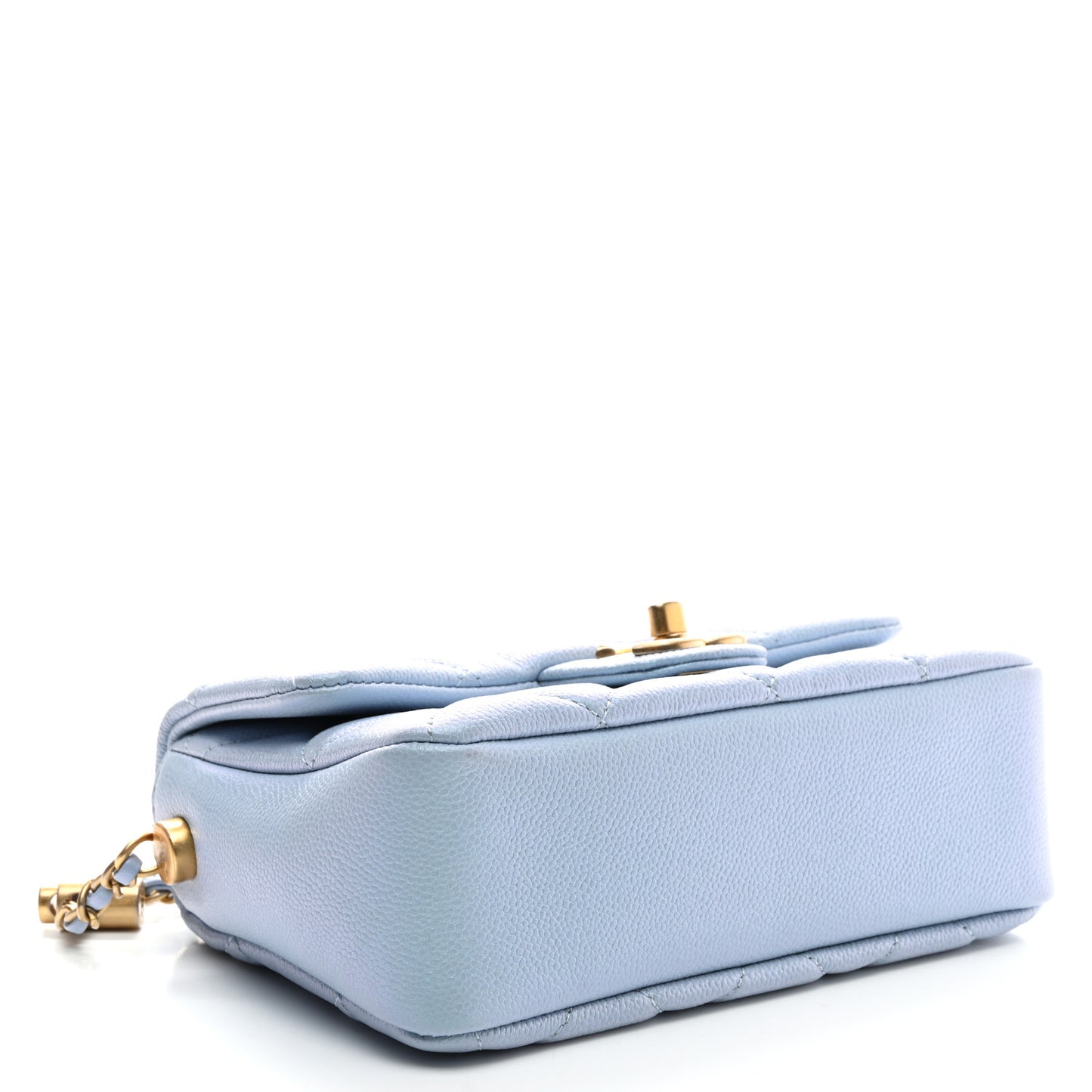 Iridescent Caviar Quilted Mini My Perfect Flap Light Blue