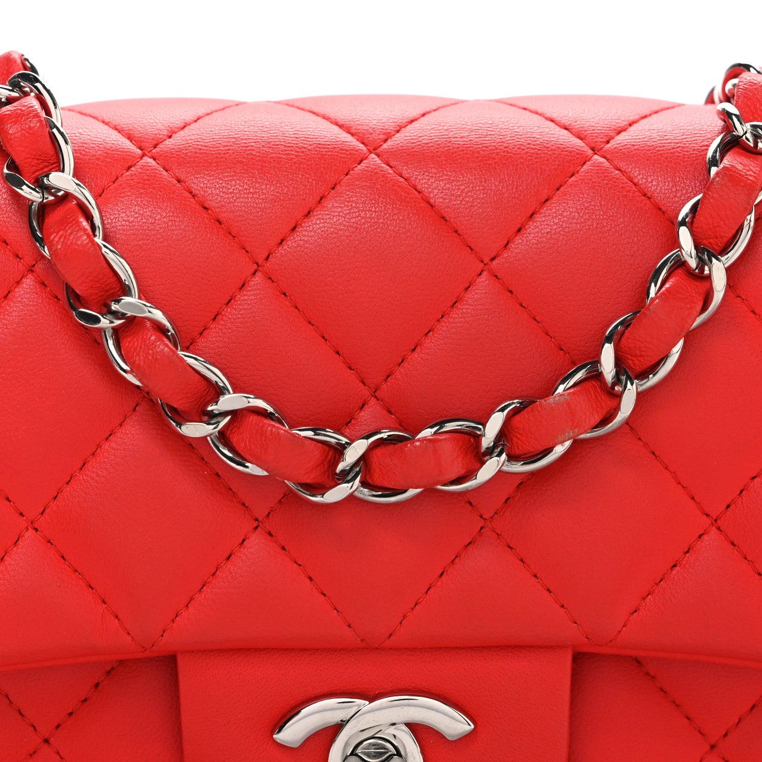 Chanel Lambskin Quilted Mini Rectangular Flap Red 8 of 11