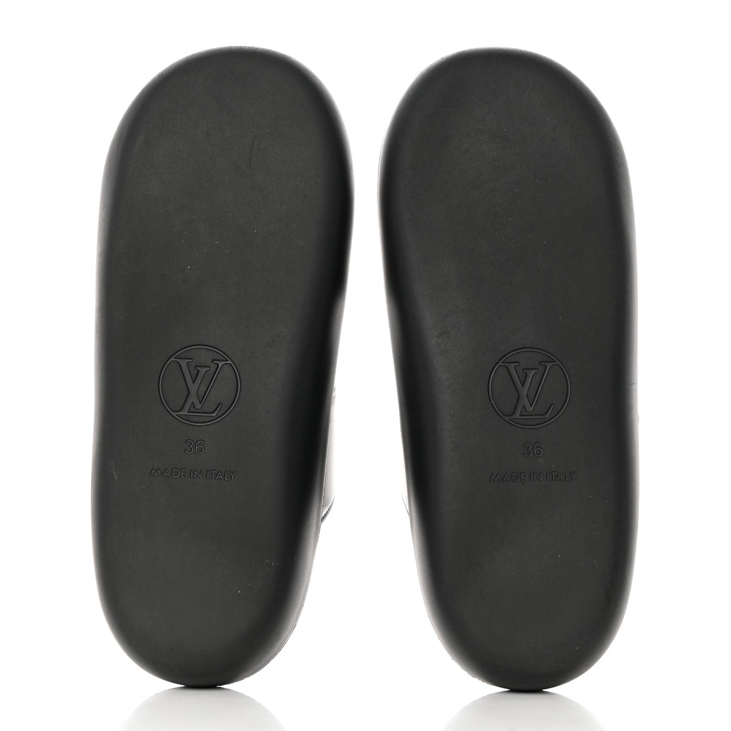 Monogram Sunbath Flat Mule Sandals 36 Black