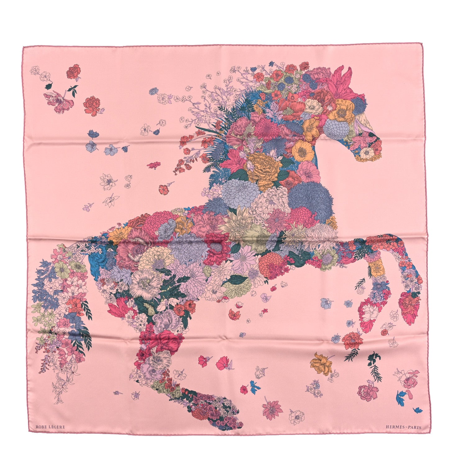 Hermes Silk Robe Legere Scarf 90 Rose Hortensia Bleu 1 of 3