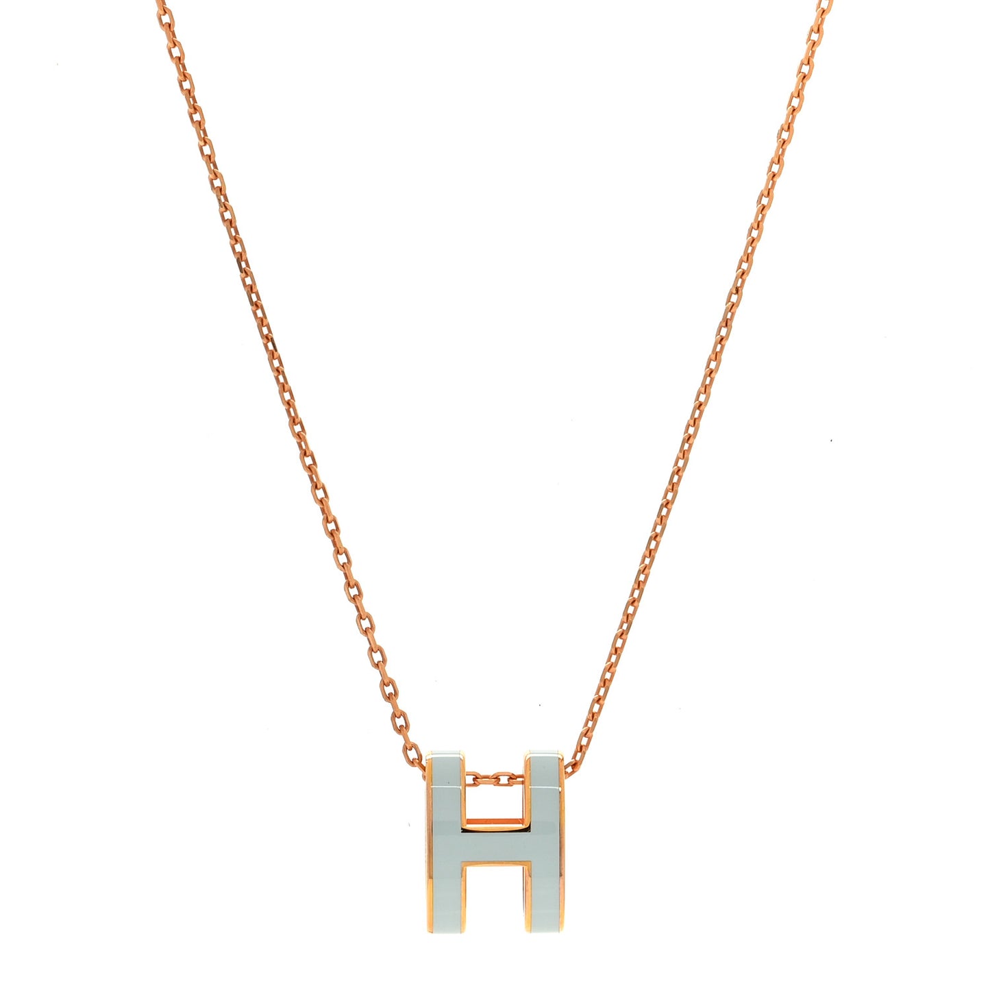 Lacquered Rose Gold Pop H Pendant Necklace Bleu Pastel