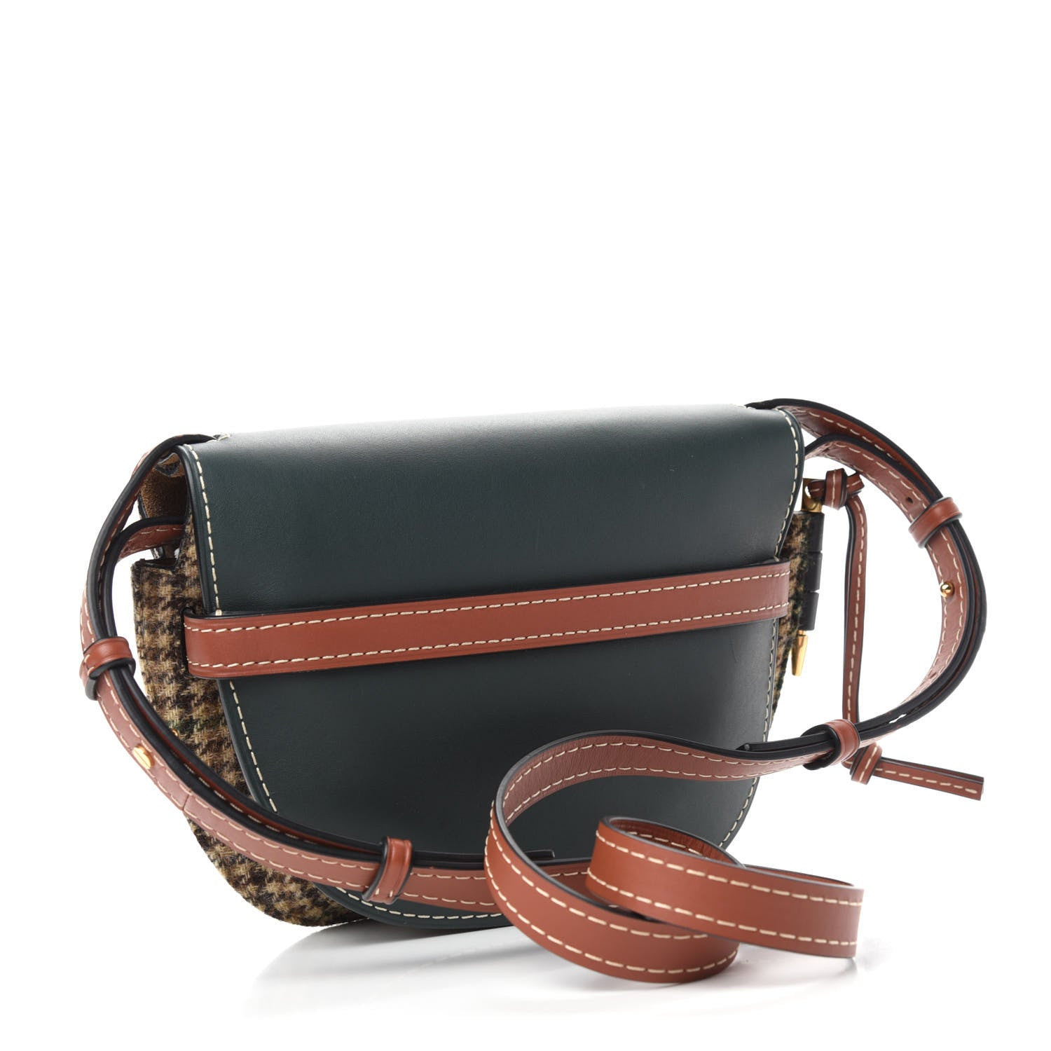Loewe Smooth Calfskin Tweed Small Gate Crossbody Bag Dark Green Tan Multicolor 3 of 10