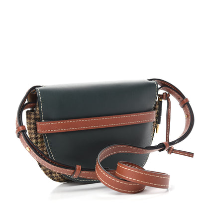 Loewe Smooth Calfskin Tweed Small Gate Crossbody Bag Dark Green Tan Multicolor 3 of 10