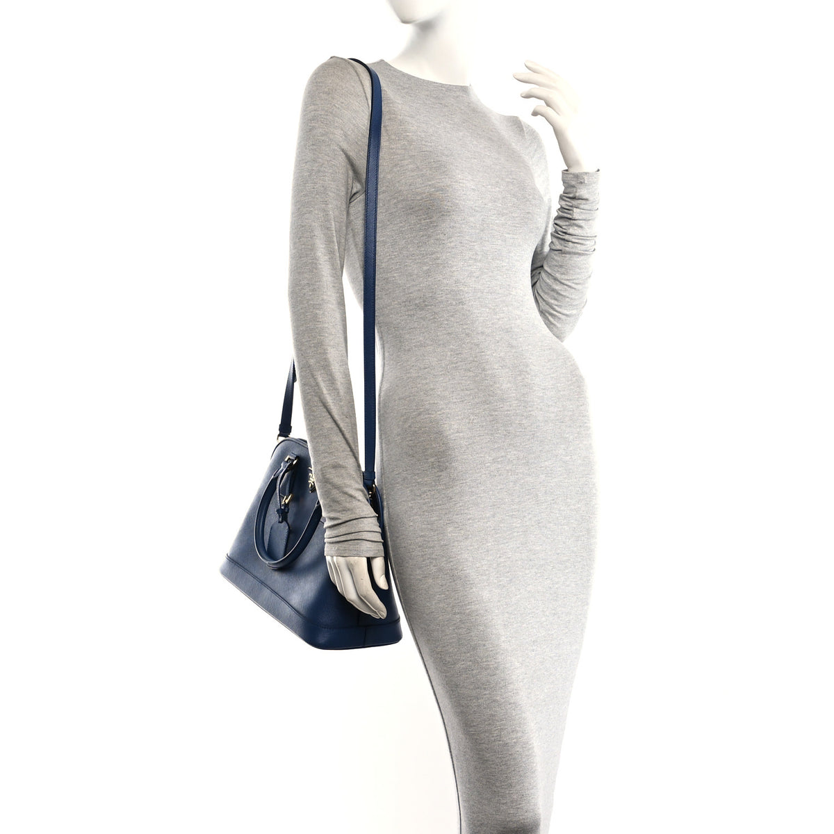 Prada Saffiano Lux Medium Open Promenade Tote Bluette 2 of 10