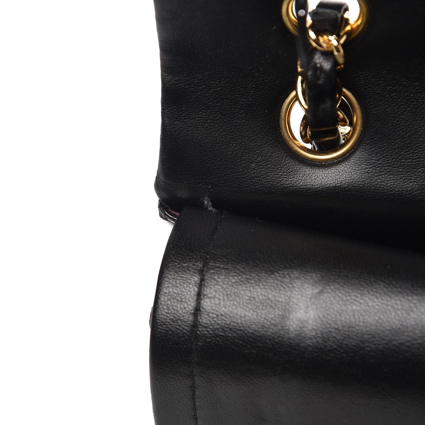 Lambskin Quilted Medium Double Flap Black