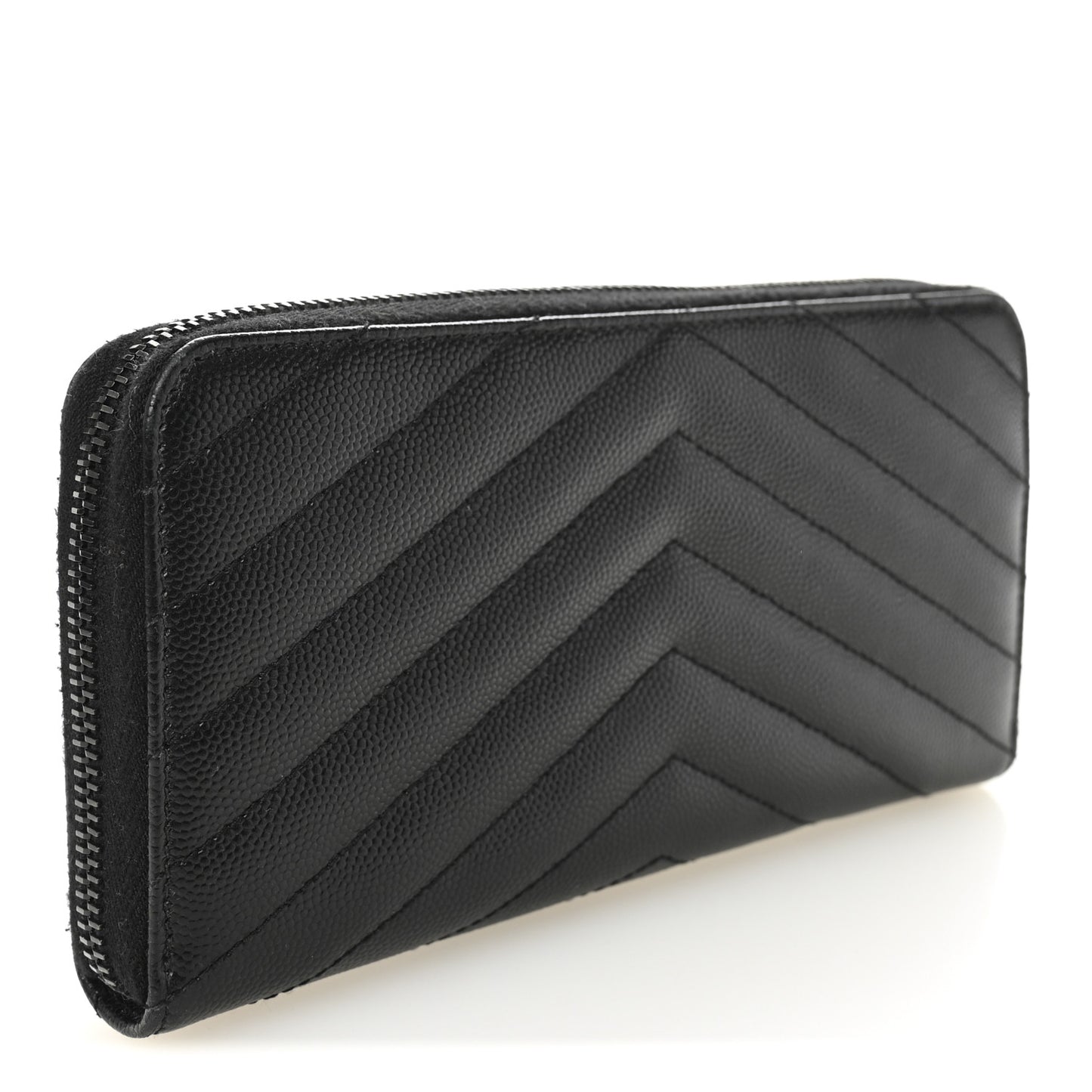 Grain De Poudre Matelasse Chevron Monogram Monochrome Zip Around Wallet Black