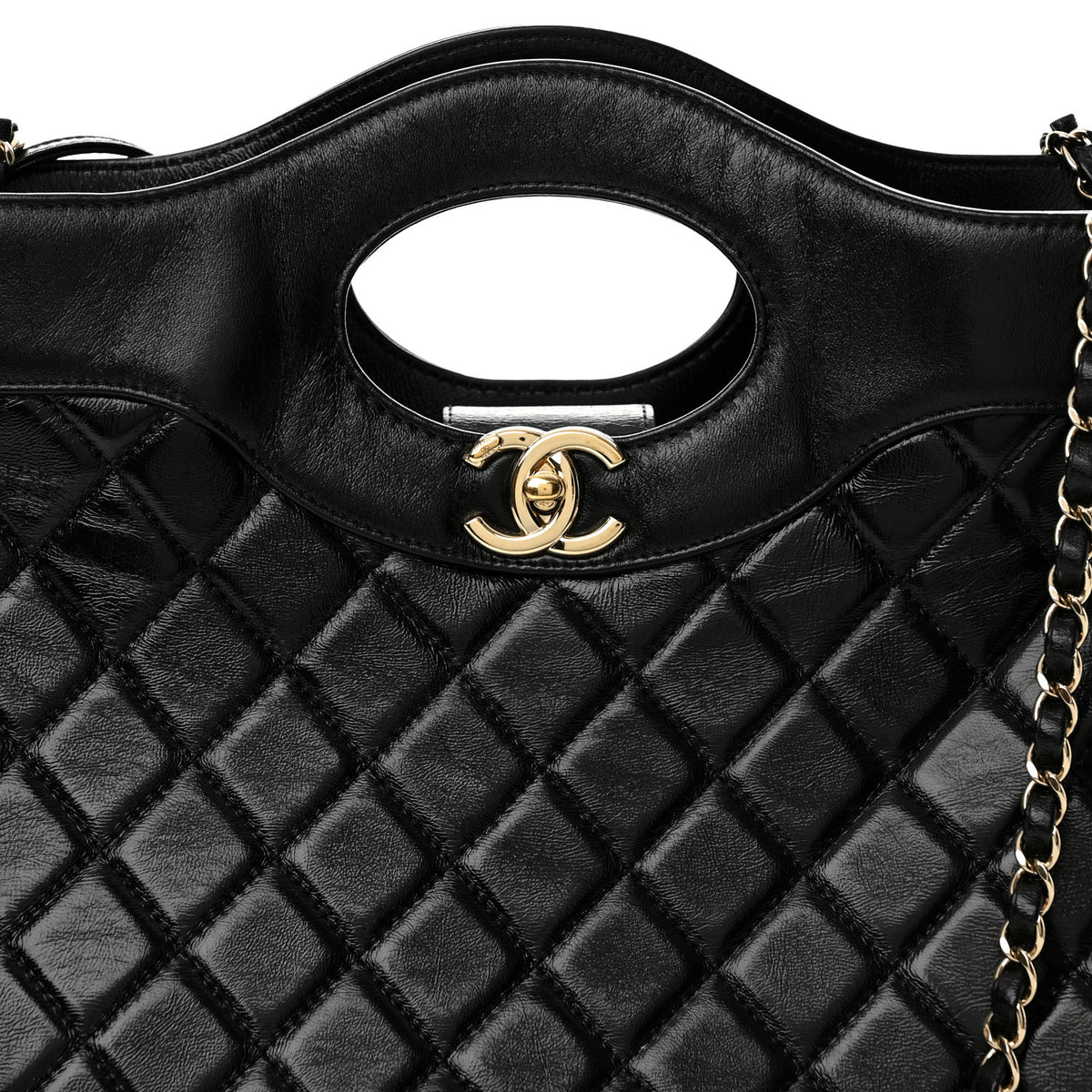 Chanel Shiny Lambskin Quilted Large 31 Shopping Bag Black 8 of 13