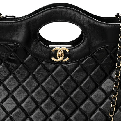 Chanel Shiny Lambskin Quilted Large 31 Shopping Bag Black 8 of 13