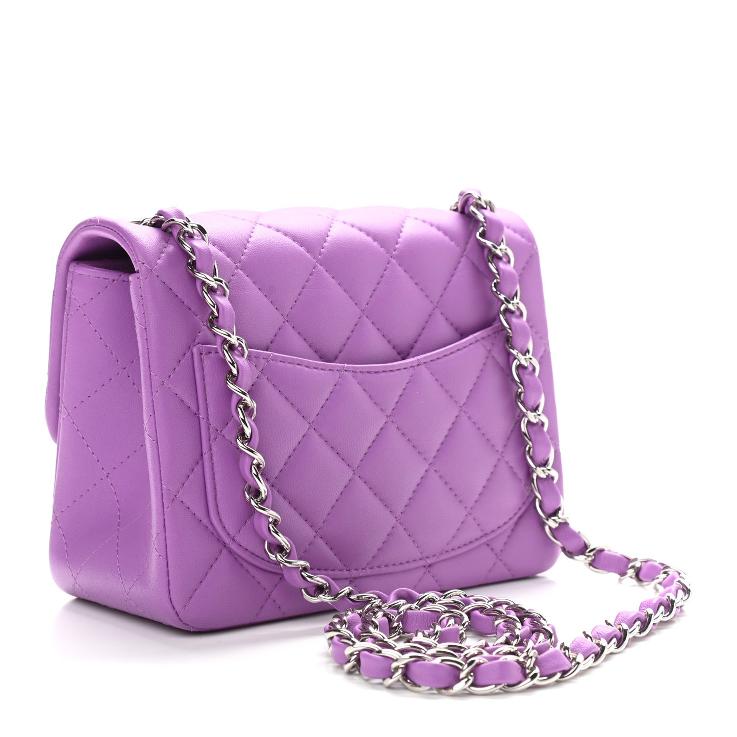 Lambskin Quilted Mini Square Flap Purple
