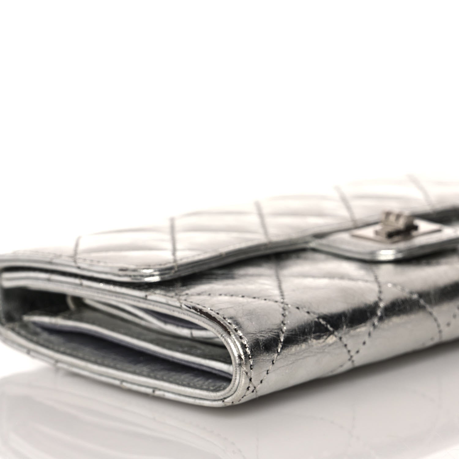 Chanel Metallic Aged Calfskin Quilted Reissue Long Flap Wallet Light Silver 9 of 11