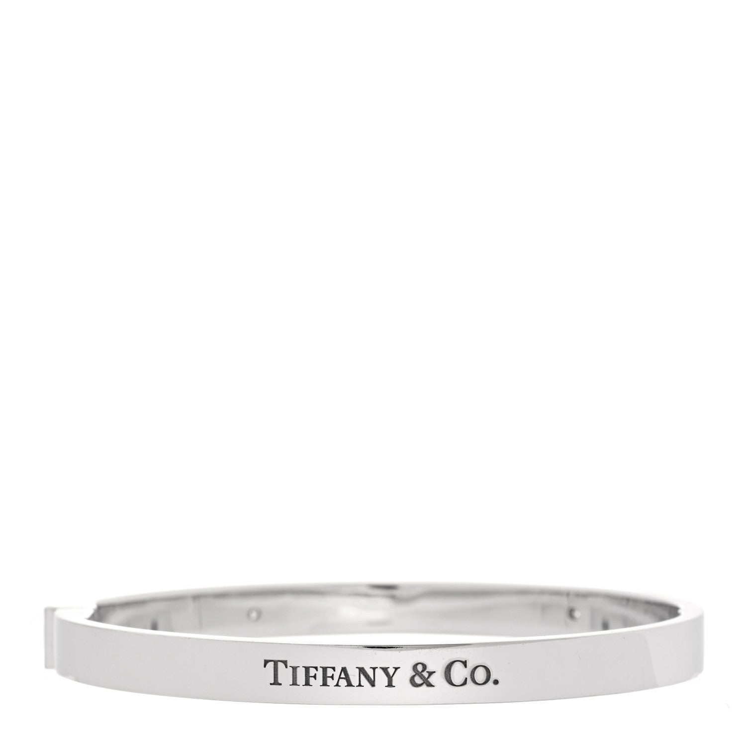Tiffany 18K White Gold Diamond Hinged Bangle Bracelet 2 of 5