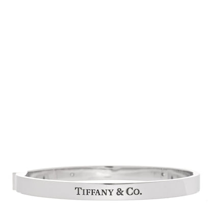 Tiffany 18K White Gold Diamond Hinged Bangle Bracelet 2 of 5
