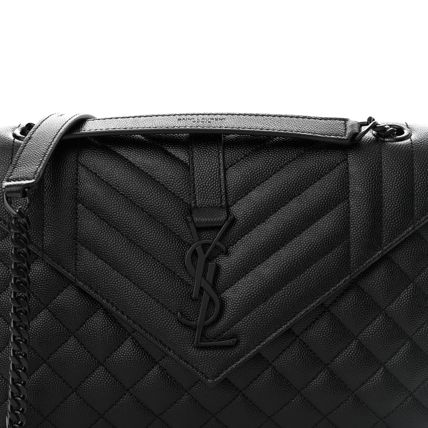 Saint Laurent Grain De Poudre Textured Mixed Matelasse Triquilt Medium Monogram Monochrome Satchel Black 8 of 11