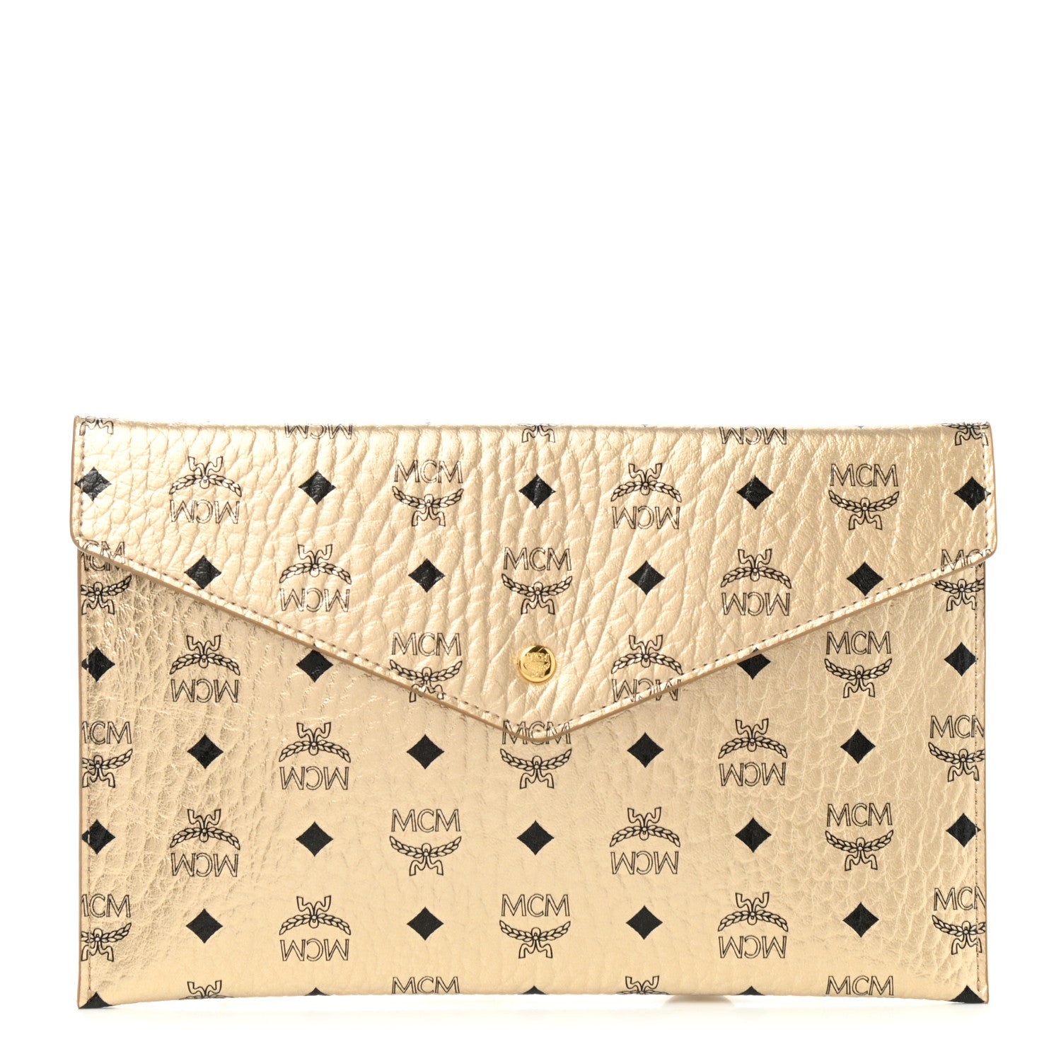 MCM Metallic Visetos Envelope Clutch Gold 1 of 7