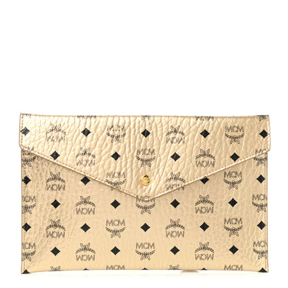 MCM Metallic Visetos Envelope Clutch Gold 1 of 7